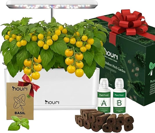 Nouri 7 Pod Smart Garden for Home Cooks | w/Heirloom Salad | Hydroponics Growing System | LED Grow Lights | Indoor Herb Garden Kit | Herb Growing Kit Indoors for Plant Lovers, Gardeners, Kitchen