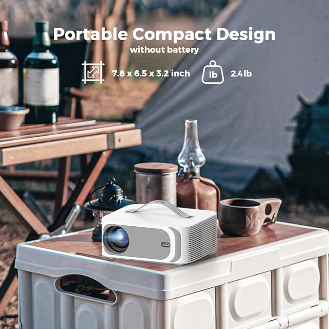 [AI Movin 2.0 System/1500 ANSI/Auto Focus] Outdoor-Projector with WiFi and Bluetooth, Portable-Projector 30W DoIby Audio APPS Built-in, Lisowod 4K Support Smart Proyector with HDR10+ 2025 Upgraded
