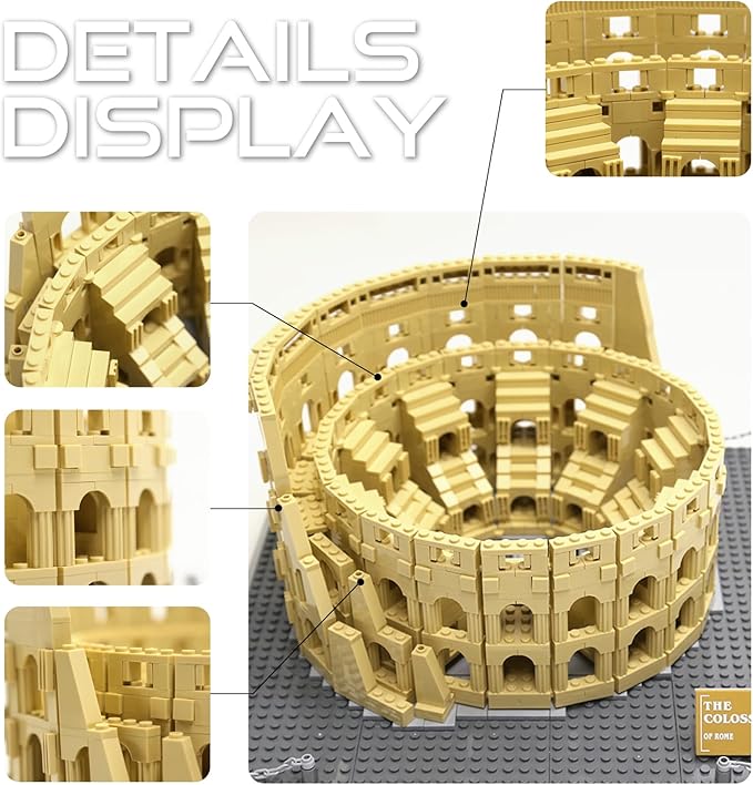 Architecture Roman Colosseum Building Blocks Sets Roman Coliseum Model Building Kits Famous Landmark Toys Gift for Adults Kids Teens 1756 PCS