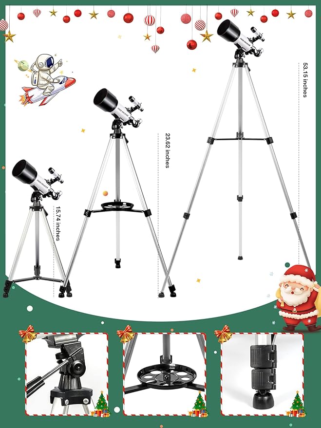Telescope for Adults Astronomy Beginners - 70mm Aperture and 400mm Focal Length Astronomical Refractor Telescope Great Astronomy for Christmas with Package, White