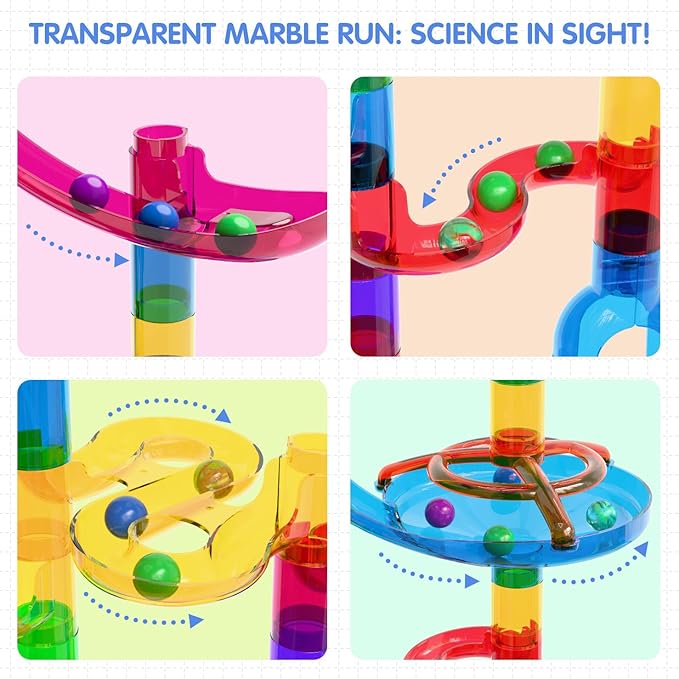 Marble Run, 109Pcs Marble Maze Game Building Toys for Kid, Upgrade Mable Track Race Construction STEM Learning Toy, Birthday for Boys Girls Aged 3-12