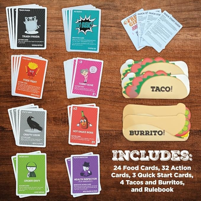 Taco vs Burrito Collectors Tin - The Wildly Popular Surprisingly Strategic Card Game Created by a 7 Year Old - 5 Ways to Play - Fun Family Games for Kids and Adults, Game Night, Travel Games