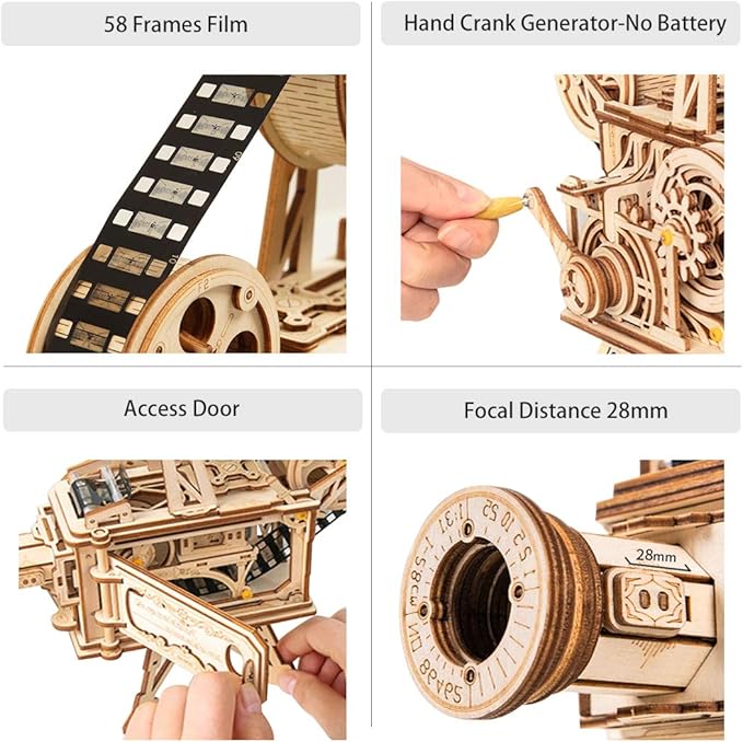 ROKR 3D Wooden Puzzle for Adults-Vitascope Model Building Kit-Wooden Vintage Projector Craft for Adults