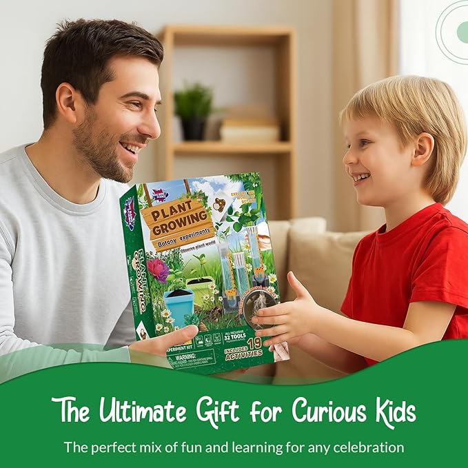 STEM Plant Growing Kit for Kids Ages 8–12 | 19 Hands-On Science Experiments | Learn Transpiration, Hydroponics & More | Use Seeds from Your Kitchen | Educational Gift for Home & School Projects