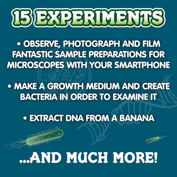 Science4you Smart Microscope for Kids - Microscope Kit for Kids Age 8-12 + Prepared Samples + Microscope Slides, Educational Games, Science Toy, Gifts for 8+ Year Old Boys and Girls