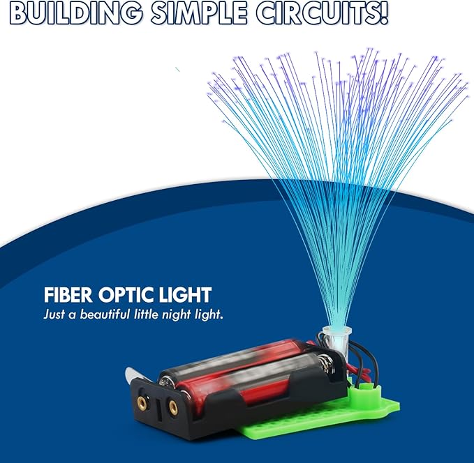 8 STEM Craft Kits for Kids, Bulk Crafts Science Experiments, Simple Circuits Fiber Optic Light Kit, Girls Engineering Building Projects Activities STEM Toys, Class Educational Learning