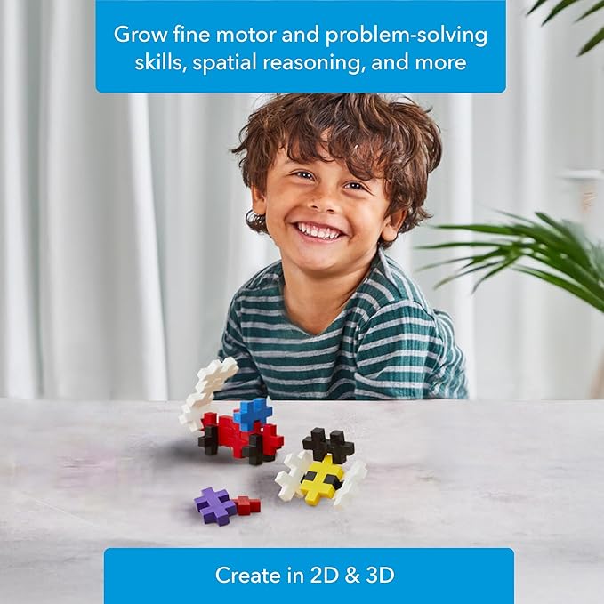PLUS PLUS Big - 15 Piece Basic Mix - Construction Building Stem/Steam Toy, Interlocking Large Puzzle Blocks for Toddlers and Preschool