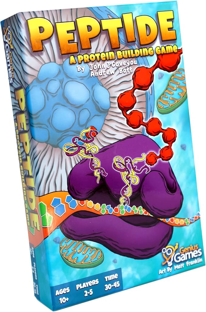 Genius Games Peptide: A Protein Building Game | A Strategy Card Game with Accurate Science for Gamers and Teachers | Teaches Amino Acids, mRNA, Organelles