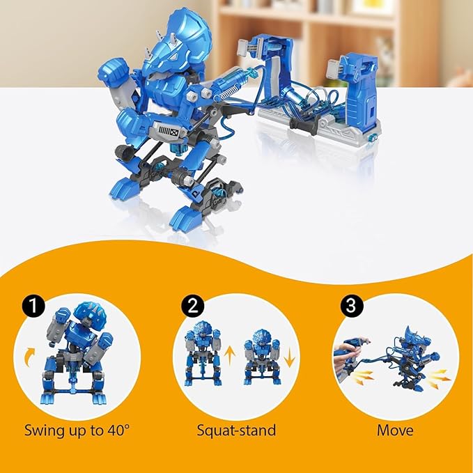Hydraulic Boxing Bots, STEM Building Kit for Kids, Build 2 Hydraulic-Powered Battle Robots, STEM Educational Fighting Robot Toy Set, Christmas Birthday Gift for Boys & Girls Ages 8-18 Adults