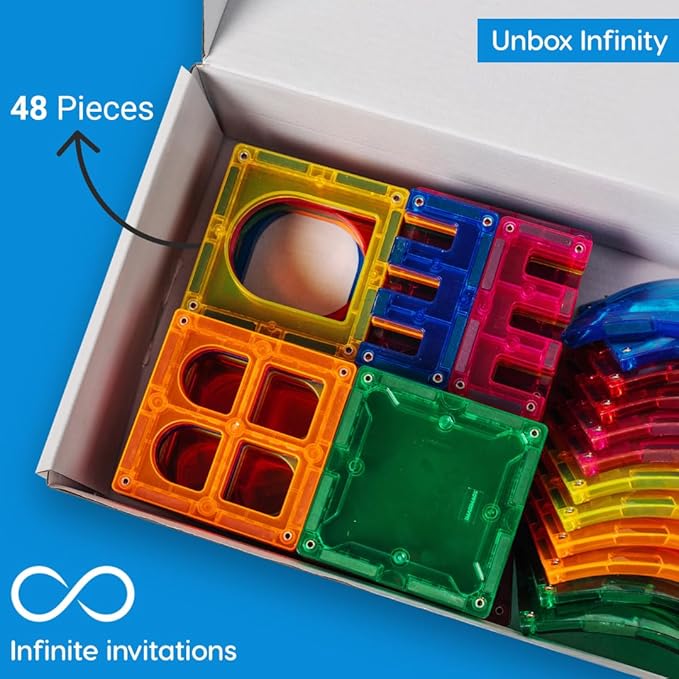 Magnetic Building Tiles, 48 Piece Architectural Dome Set for Boys Girls Kids, Educational Creative Learning Activity Building Block Toddler Toys, Children Ages 3 Years +