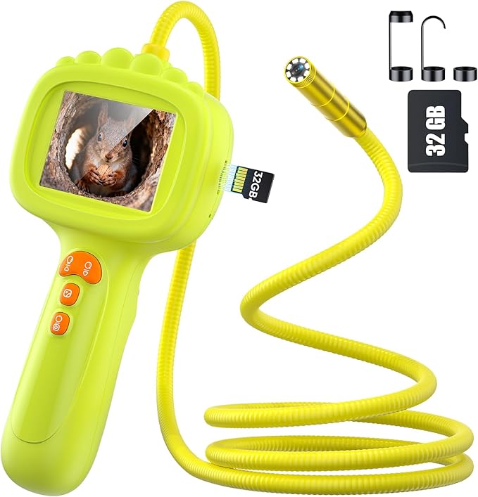 IWOBAC 2.6FT Borescope Snake Camera Toy with Light & 32GB SD Card for Kids Science Educational STEM Toys for Outdoor Camping Nature Exploration Birthday Gift for 4 5 6 7 8 9 10 12 Years Old Boy Girls