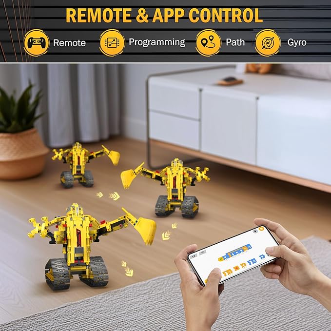 5 in 1 STEM RC Robot Building Kit, 555 PCS APP & Remote Control Robot Toys for Kids Age 6 7 8 9 10 11 12+, Engineering Science Coding Robotic Toys Birthday Gifts for Boys & Girls