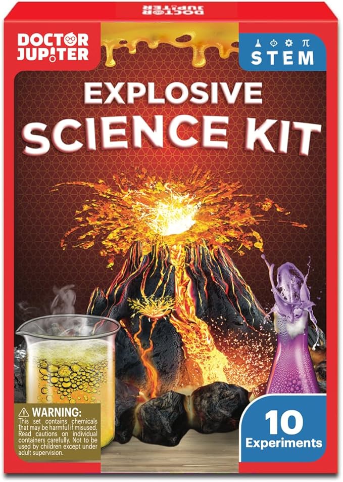 Doctor Jupiter Explosive Science Kit, Chemistry Set for Kids Ages 8-10-12-14 | Birthday Gift Ideas for Boys & Girls 8,9,10+ Years Old | STEM Toy with 10 Experiments | Learning & Educational Projects