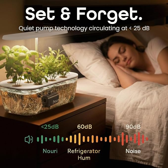 Nouri 12 pod APP Smart Garden for Home Cooks | w/Heirloom Basil | Hydroponics Growing System | LED Grow Lights | Indoor Herb Garden Kit | Herb Growing Kit Indoors for Plant Lovers, Gardeners, Kitchen