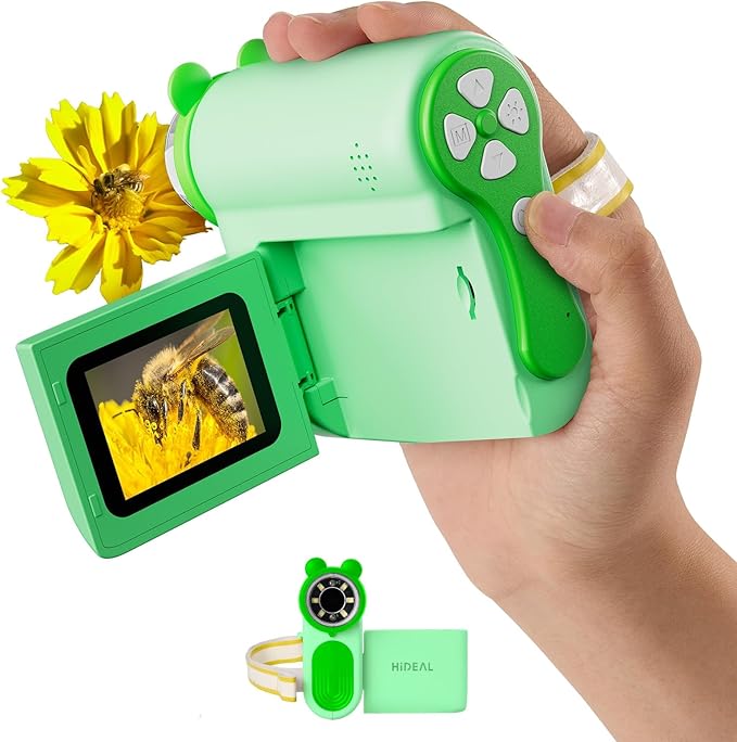 HP60 IPS Microscope for Kids: [Auto On & Off] [3-in-1] 2" Portable Handheld Microscope Miniscope, Pocket Mini Scope Educational Science Kit, Christmas Birthday Gifts for Kids, PC View, Green