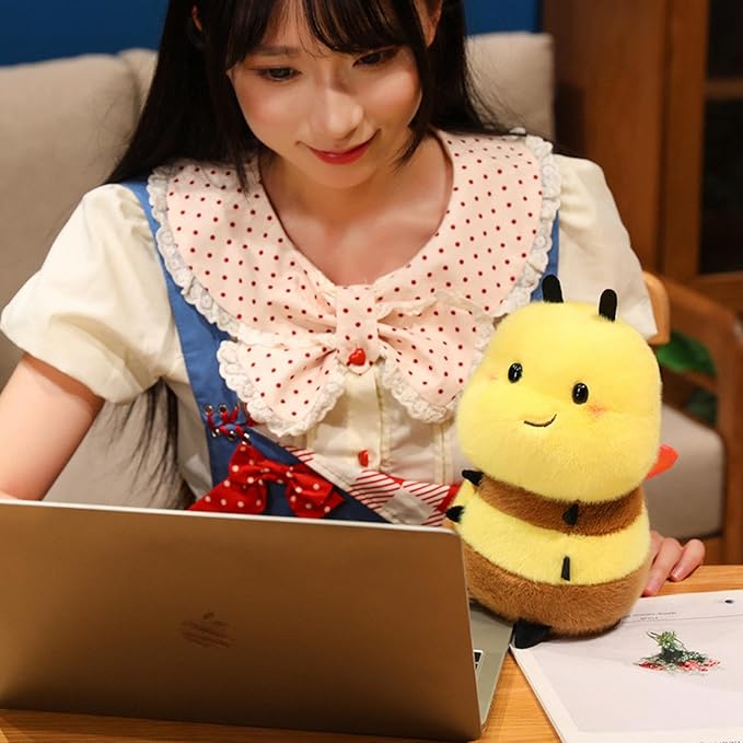 Realistic Bee 8 inch Cute Wild Honeybee Stuffed Animal Ultra Soft Plushies Toys Kawaii Gifts for Kids Adults Yellow