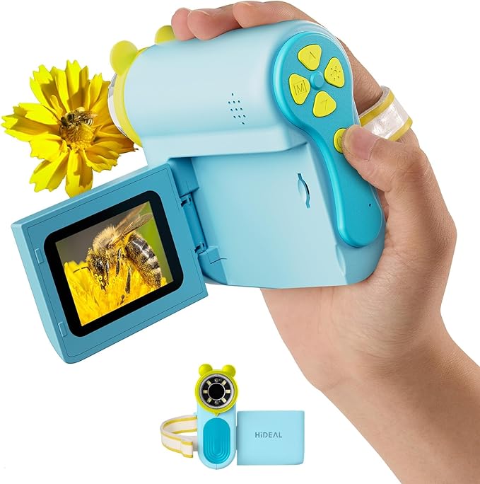 HP60 IPS Microscope for Kids: [Auto On & Off] [3-in-1] 2" Portable Handheld Microscope Miniscope, Pocket Mini Scope Educational Science Kit, Christmas Birthday Gifts for Kids, PC View, Blue