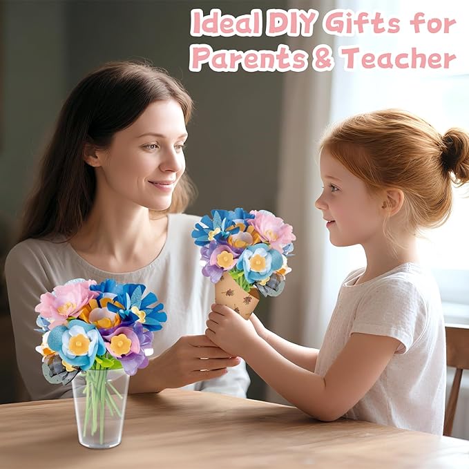M SANMERSEN Toys Accessories Flower Bouquet Craft Kits Accessories for Making Flowers, DIY Arts & Crafts Accessories-Flowers Market Toy Parts for Kids Toddler Ages 4 5 6 7 8 Year Old Girls