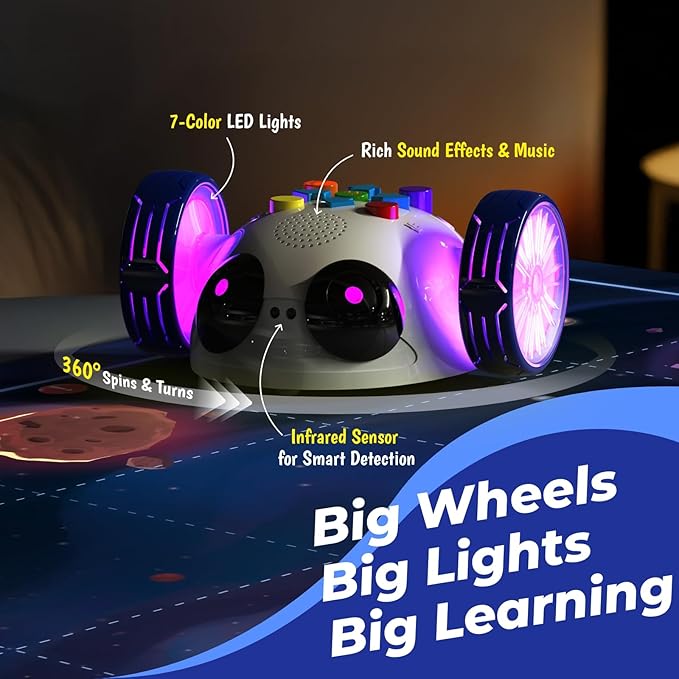 Coding Robot Toys for Kids Ages 5+, STEM Robot Toy Kit with Wheels and Play Cards, Screen Free Remote Control Programming Interactive Toy for Boys and Girls Ages 5-8