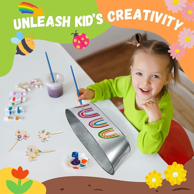 PLANTMEW Paint & Plant Flower Growing Kit for Kids - Fun Kids Gardening Set - Unique Birthday, Crafts & Arts, Gardening Gifts for Girls & Boys, Ages 5, 6, 7, 8-12 Years Old