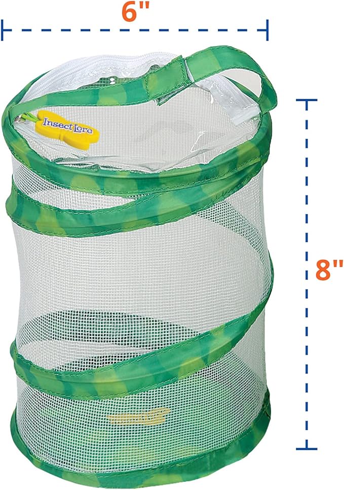 Insect Lore Mini Butterfly Habitat | Clear Mesh, Zipper, 8” Tall | Pop Up Folds Flat | Habitat for Most Insects