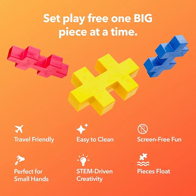 PLUS PLUS Big – 15 Piece Bloom Mix – Construction Building Stem/Steam Toy, Interlocking Large Puzzle Blocks for Toddlers and Preschool, Open Play Tube