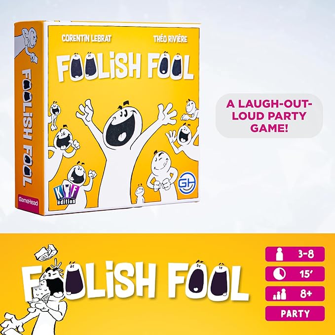 GameHead Foolish Fool, The Goofy Rule Party Game for Families and Parties, Ages 8+, 3-8 Players, Fast Paced 15 Minute Play Time, Fun and Travel Friendly