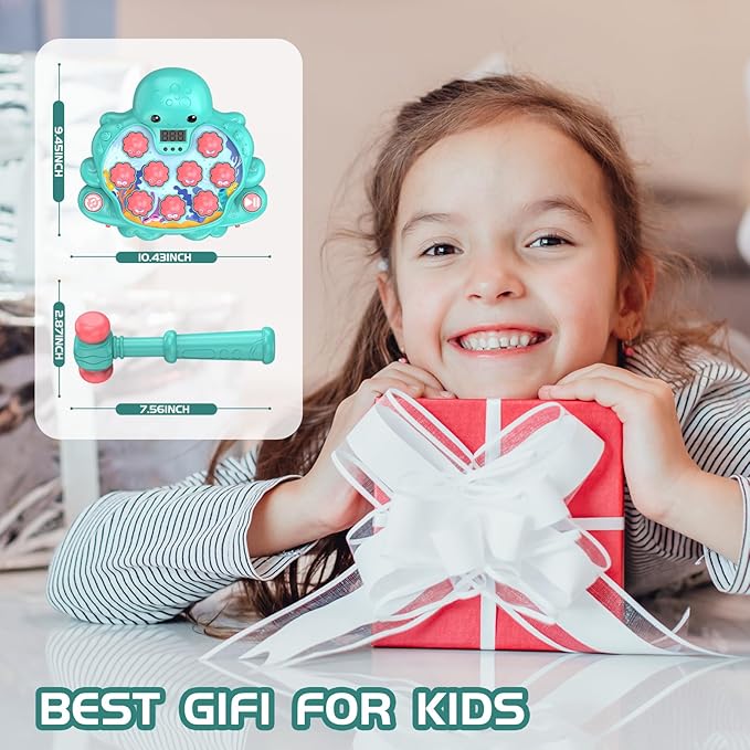 Octopus Vitality Strike Game, Educational Musical Whack-A-Mole Toy with 2 Game Modes, Digital Score Display, Toddler Early Developmental Learning Toy, Fun Birthday Gift for Kids Age 2+(Multicolored)
