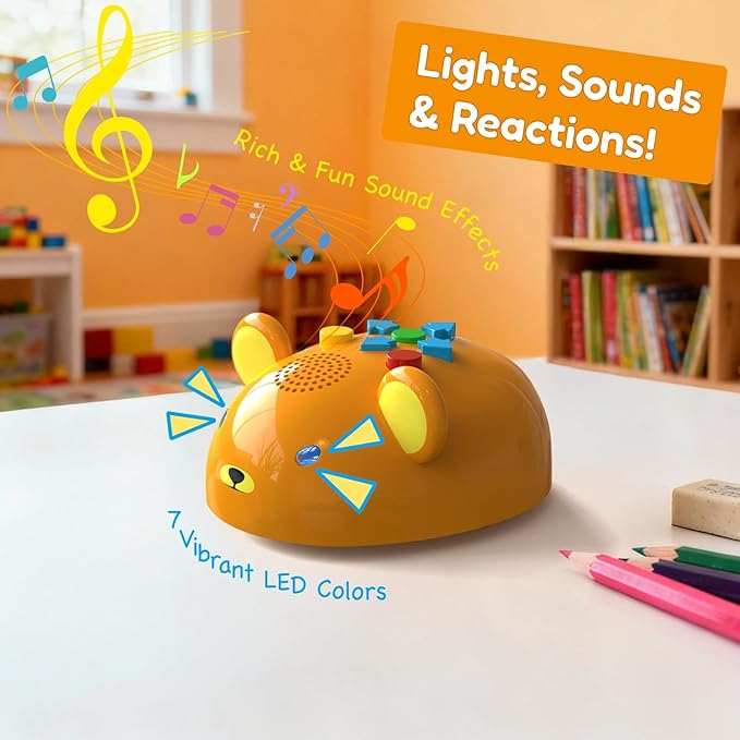 Robot Bear Screen-Free Coding Robot for Kids Ages 3-5, First Coding Toy with Lights, Sounds & Alphabet Map, STEM Learning Toy Birthday Gift for Boys & Girls