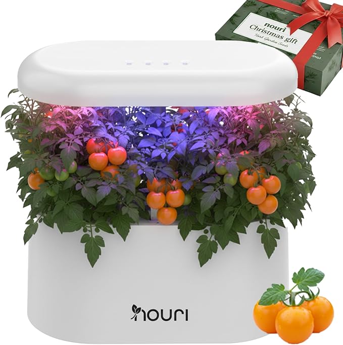 Nouri 5 pod Smart Garden for Home Cooks | w/Heirloom Basil | Hydroponics Growing System | LED Grow Lights | Indoor Herb Garden Kit | Herb Growing Kit Indoors for Plant Lovers, Gardeners, Kitchen