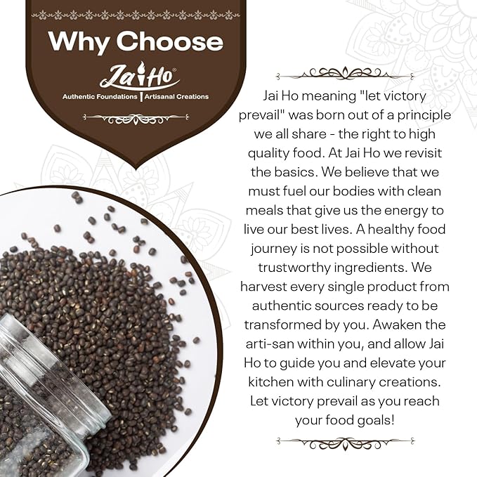 Jai Ho Certified Organic Urad Daal 4 lb | Matpe Beans with Skin | Indian Urad Whole | USDA Organic | Non-GMO | Chemical-Free | (4 Pound, Urad Whole (Matpe Beans with Skin))