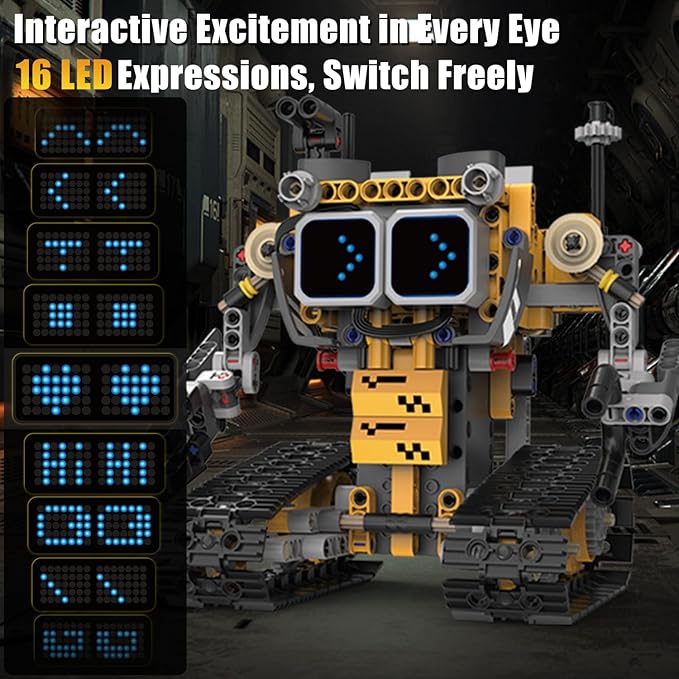 Gohero Robot Building Kit，5 in 1 STEM Toys for Boys Toys Age 8-10 with Remote & App Control，Robotics Technic Kits with 16 LED Expressions，Christmas & Birthday Gifts for Teen Boys & Grils (373 PCS)