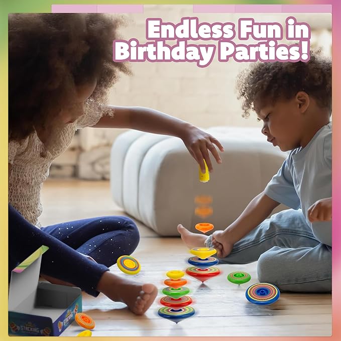 IPIDIPI TOYS Spineez Stacking Spinning Tops for Kids – Set of 3, 15-Piece UFO Spinner Toys – Ideal Stocking Stuffers for Kids, Birthday Party Favors, Goodie Bag School Prizes for Boys & Girls
