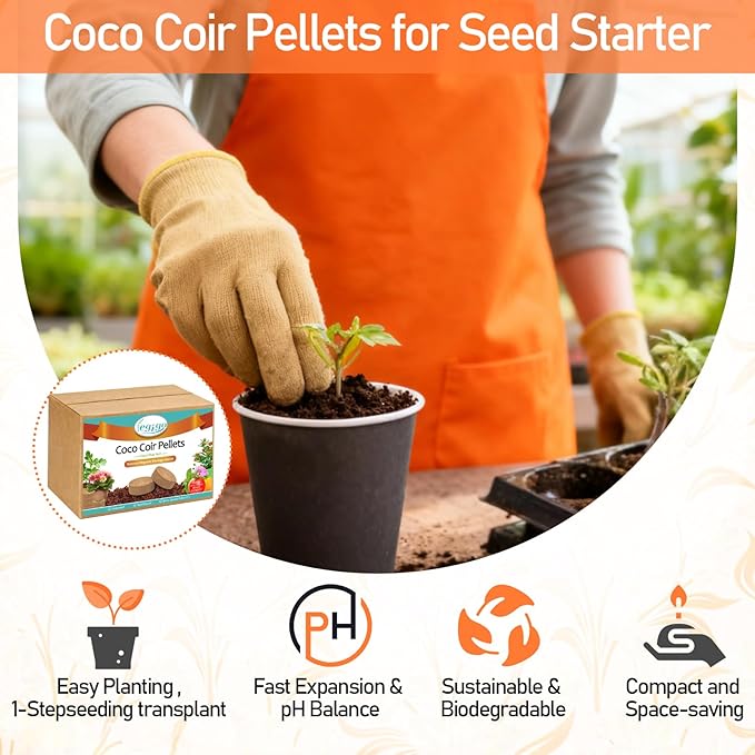 Legigo 100 PCS 30mm Coco Coir Pellets Potting Soil Mix- Compressed Coconut Coir Discs Seed Starting Soil Pellets, Coco Peat Soil Pods for Indoor & Outdoor Plants, Gardening Herbs Bonsai and Vegetables