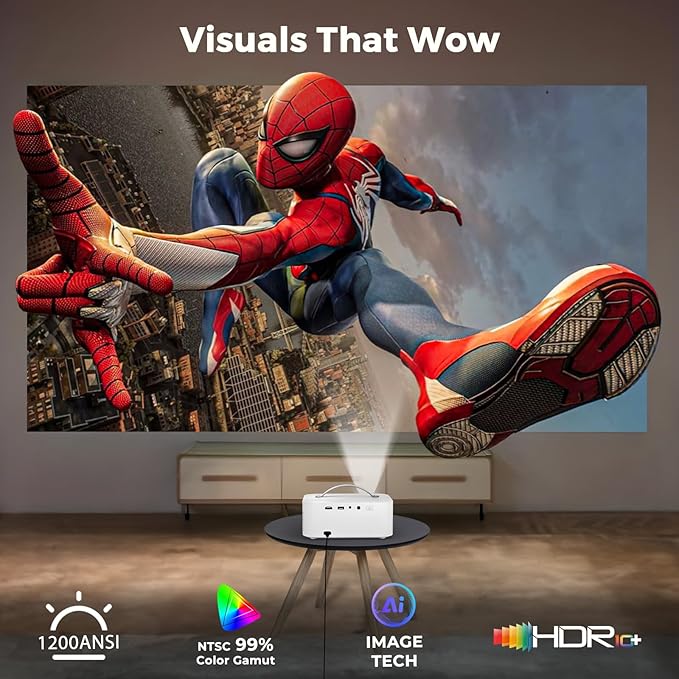 [AI Movin 2.0 System/1500 ANSI/Auto Focus] Outdoor-Projector with WiFi and Bluetooth, Portable-Projector 30W DoIby Audio APPS Built-in, Lisowod 4K Support Smart Proyector with HDR10+ 2025 Upgraded