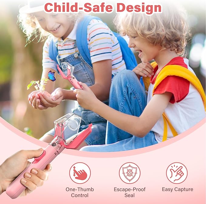 Bug Catcher for Kids, Insect Trap Kit with 6X Magnifier Glass - STEM Educational Exploration Tool for Indoor and Outdoor,Christmas Birthday Gifts Toys for Adults, Boys, and Girls,Pink