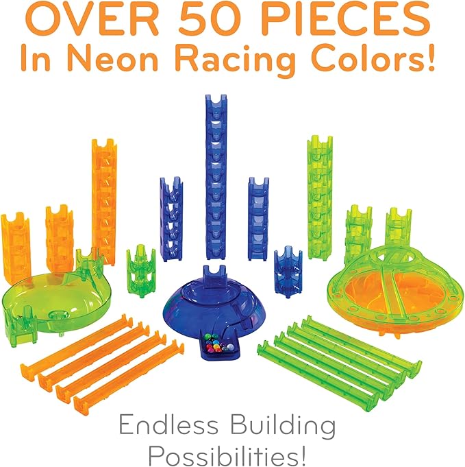 MindWare Q-BA-Maze Super Race Set – STEM Marble Run Building Kit for Kids Ages 6+, Turbo Launcher & Creative Engineering Challenge