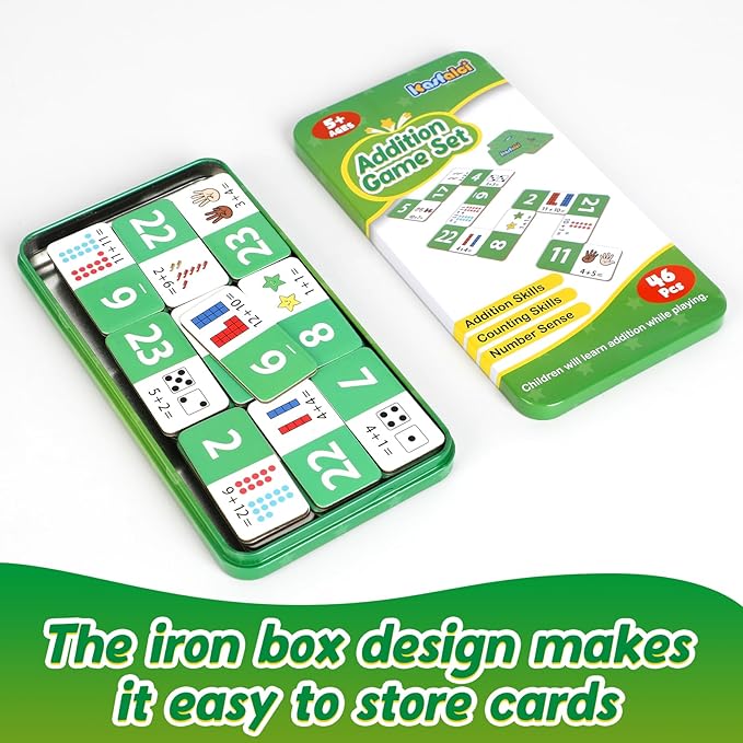 Addition Dominoes Set,Math Games for Kids,Math Manipulatives,Counting Toys,Learning Games,Preschool Learning Activities,Homeschool Supplies,Kindergarten Classroom Must Haves,1st 2nd 3rd Grade