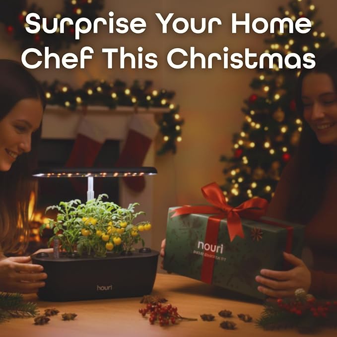 Nouri 12 pod APP Smart Garden for Home Cooks | Heirloom Tomato | Hydroponics Growing System | LED Grow Lights | Indoor Herb Garden Kit | Herb Growing Kit Indoors for Plant Lovers, Gardeners, Kitchen
