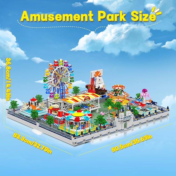 Sosuy Amusement Park Building Blocks Set, 5220+ Pcs with Motorized Ferris Wheel, Carnival Rides, and Funfair Architecture Model, STEM Toy for Boys Teen Kids Adults, for Kids 8+