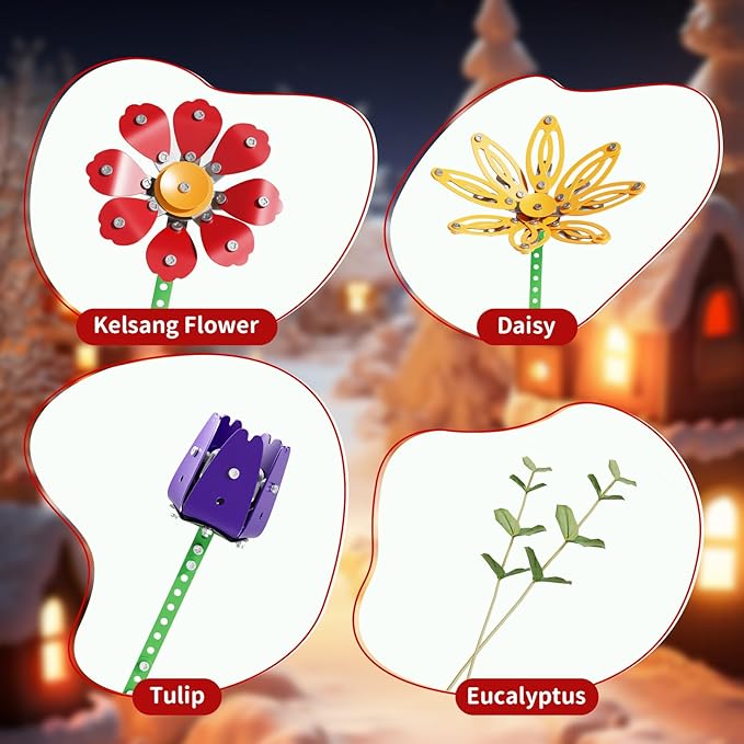 229Pcs Metal Flower Bouquet Kit, Flowers Garden Building Set Toys for Kids Ages 8-12, STEM Project Building Toy with Storage Box, Birthday for Girls 8 9 10 11 Years Old