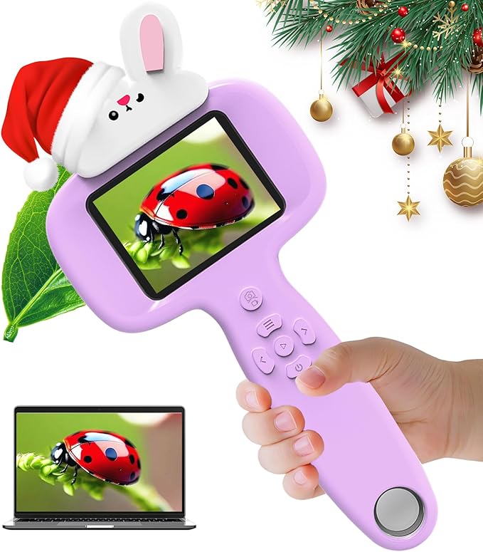 2025 NEW Microscope for Kids with 16 Slides, 2.4" Handheld Digital Pocket Microscope, STEM Educational Science Toys for Christmas Birthday Gifts for 3+ 4 5 6 7 8 9 10 11 12 Year Old Boys Girls, Purple