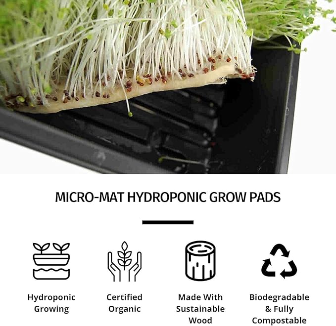Handy Pantry Micro-Mats Hydroponic Grow Pads - for Organic Production - 10 Pack - Plant & Seed Germination: Wheatgrass, Microgreens, More - for 20" x 10" Greenhouse Trays