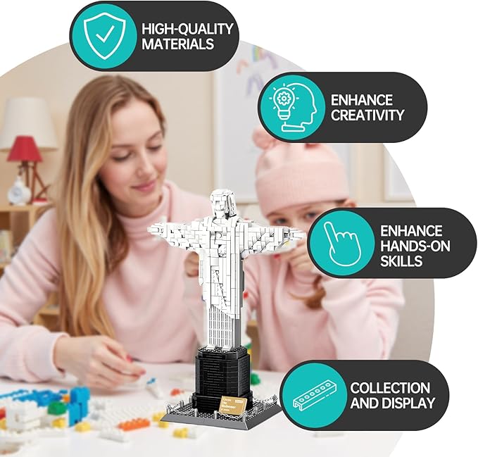 Architecture Christ The Redeemer Statue Building Blocks Sets Brazil Jesus Building Kits Model Toys Gift for Adults Kids Teens 973 PCS