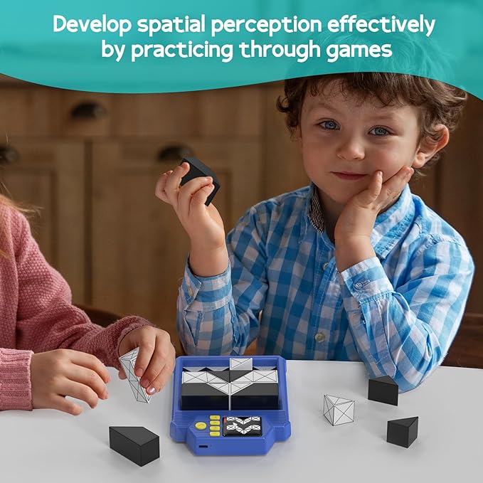 Smart 3D Puzzle Blocks with Answer-Checking, 3 Difficulty Levels & 210 Challenges, Montessori Brain Teaser Game for Kids Ages 3+ to Enhance Logic & Spatial Skills, Educational Toy