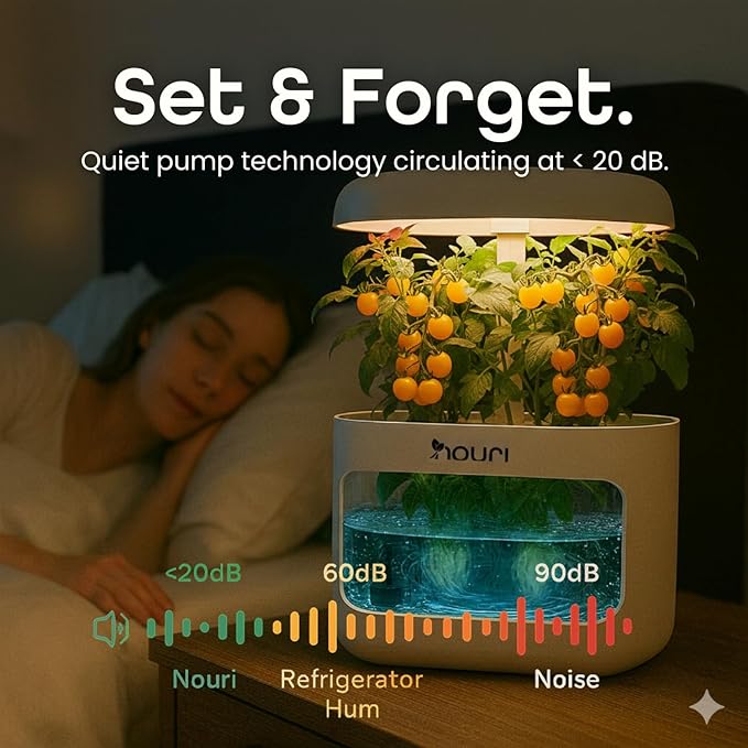 Nouri 5 pod Smart Garden for Home Cooks | w/Heirloom Salad | Hydroponics Growing System | LED Grow Lights | Indoor Herb Garden Kit | Herb Growing Kit Indoors for Plant Lovers, Gardeners, Kitchen