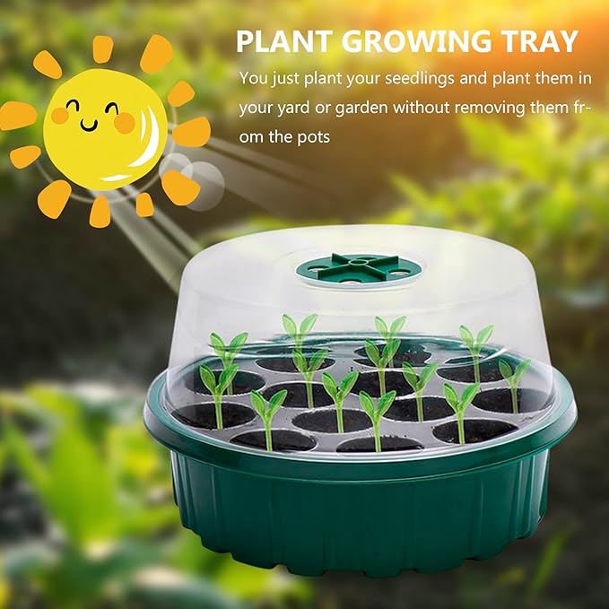 Wakauto 2Pcs 13-Hole Plant Germination Trays Seed Sprouting Nursery Growing Trays for Indoor Hydroponic Seedlings and Microgreens Gardening