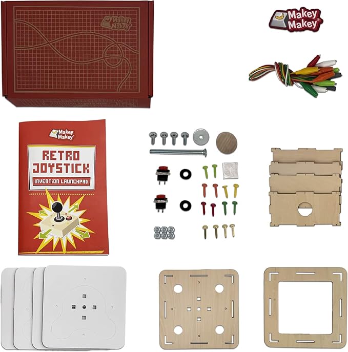 Makey Makey Retro Joystick Invention Launchpad Starter Bundle - Activity kit for STEM Engineering and Coding - Build, Customize, and Play Your Own Arcade Games