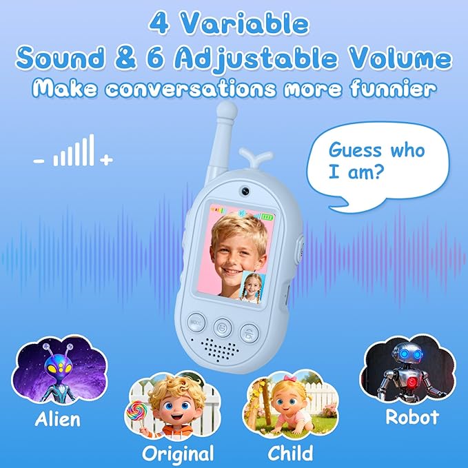 Video Walkie Talkies for Kids Toys - 2 Pack Rechargeable Walkie Talkie with Camera,Long Range 2 Way Radio for Outdoor Camping Games,Christmas Birthday Gifts for Boys Girls Age 3-12(Pink+Blue)