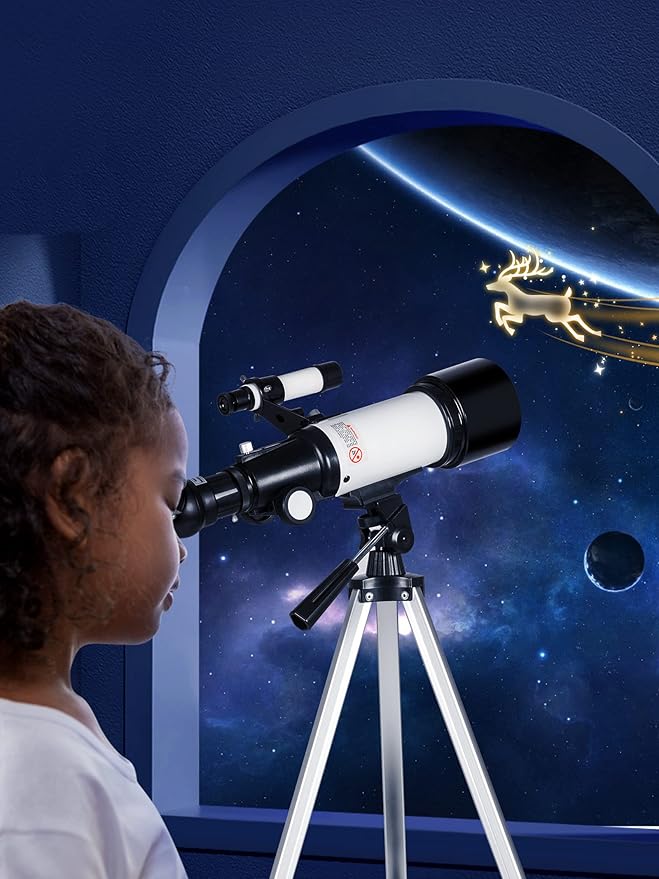 Telescope for Adults Astronomy Beginners - 70mm Aperture and 400mm Focal Length Astronomical Refractor Telescope Great Astronomy for Christmas with Package, White